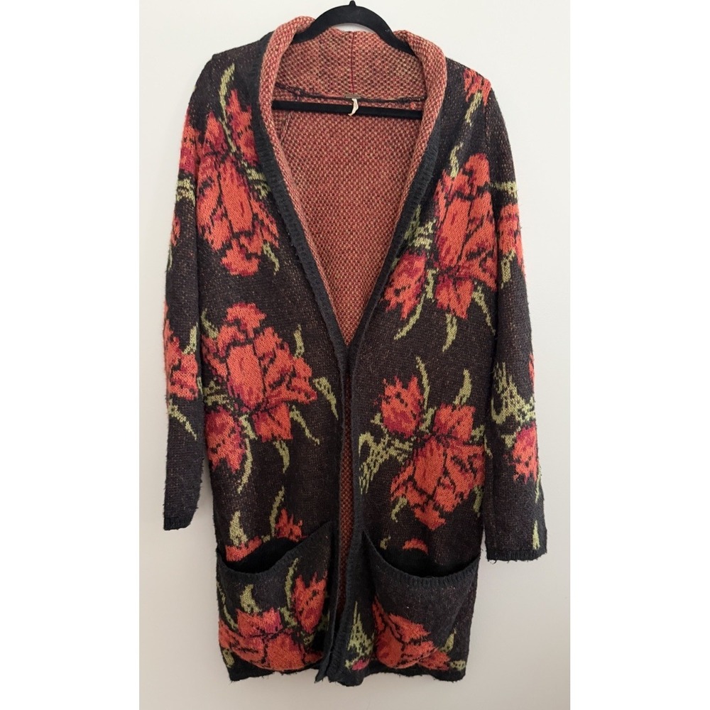 Free People Flower Power Boho Cardigan Sweater Women's Size Medium‎